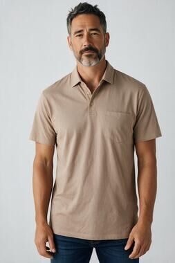 REISS Elliott Short Sleeve Polo Mens Size XL NEW $120 Sand Brown